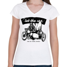 PRINTFASHION Irány a tenger!  - Női V-nyakú póló - Fehér női póló