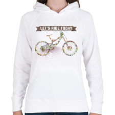 PRINTFASHION Irány biciklizni! - Női kapucnis pulóver - Fehér női pulóver, kardigán