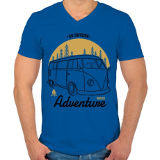 PRINTFASHION Irány egy új kaland - Férfi V-nyakú póló - Királykék