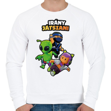 PRINTFASHION Irány játszani - Stumble Guys - Férfi pulóver - Fehér