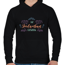 PRINTFASHION Iroda - Kertész - Férfi kapucnis pulóver - Fekete férfi pulóver, kardigán