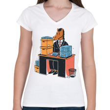 PRINTFASHION Irodai ló - Női V-nyakú póló - Fehér női póló