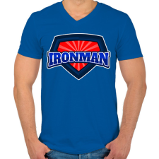 PRINTFASHION IRONMAN - Férfi V-nyakú póló - Királykék férfi póló