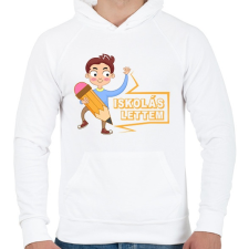 PRINTFASHION Iskolás lettem - Férfi kapucnis pulóver - Fehér férfi pulóver, kardigán