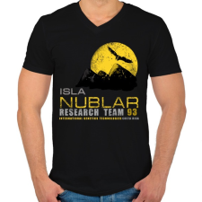 PRINTFASHION ISLA NUBLAR RESEARCH TEAM - Férfi V-nyakú póló - Fekete férfi póló