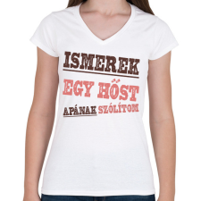 PRINTFASHION Ismerek egy hőst - Női V-nyakú póló - Fehér női póló