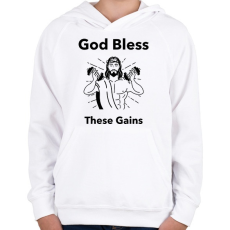 PRINTFASHION Isten áldott izmai - Gyerek kapucnis pulóver - Fehér