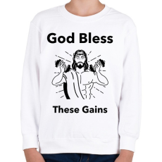 PRINTFASHION Isten áldott izmai - Gyerek pulóver - Fehér