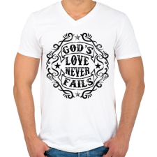 PRINTFASHION Isten szeretete nem múlik el - Férfi V-nyakú póló - Fehér férfi póló
