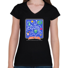 PRINTFASHION Isten útjai kifürkészhetetlenek - Női V-nyakú póló - Fekete