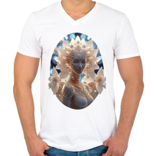 PRINTFASHION Isteni nő - Férfi V-nyakú póló - Fehér férfi póló