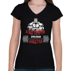 PRINTFASHION IT Április - Női V-nyakú póló - Fekete