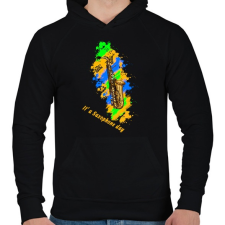PRINTFASHION it's a saxophone day - Férfi kapucnis pulóver - Fekete férfi pulóver, kardigán