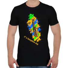 PRINTFASHION it's a saxophone day - Férfi póló - Fekete férfi póló