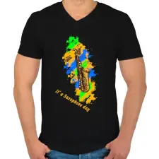 PRINTFASHION it's a saxophone day - Férfi V-nyakú póló - Fekete férfi póló