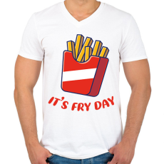 PRINTFASHION It's Fry Day - Férfi V-nyakú póló - Fehér