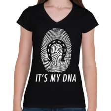 PRINTFASHION It's my DNA - Női V-nyakú póló - Fekete női póló