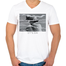 PRINTFASHION It's OK - szobrok - Férfi V-nyakú póló - Fehér férfi póló