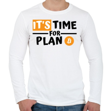 PRINTFASHION IT'S time for PLAN - Férfi hosszú ujjú póló - Fehér férfi póló