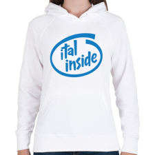 PRINTFASHION Ital Inside - Női kapucnis pulóver - Fehér női pulóver, kardigán