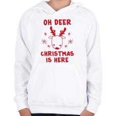 PRINTFASHION Itt a karácsony - Gyerek kapucnis pulóver - Fehér