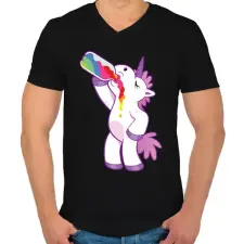 PRINTFASHION Ivó unikornis - Férfi V-nyakú póló - Fekete férfi póló