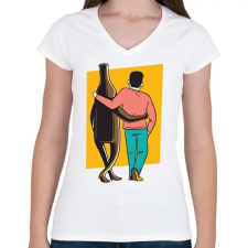 PRINTFASHION Ivócimborák - Női V-nyakú póló - Fehér női póló