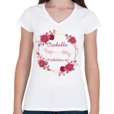 PRINTFASHION Izabella - Női V-nyakú póló - Fehér női póló