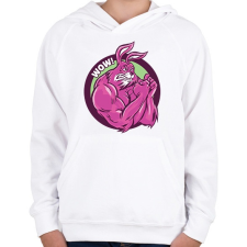 PRINTFASHION Izom nyuszi - Gyerek kapucnis pulóver - Fehér gyerek pulóver, kardigán