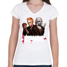 PRINTFASHION Izombie - Női V-nyakú póló - Fehér