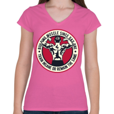 PRINTFASHION Izomerő - Női V-nyakú póló - Rózsaszín női póló