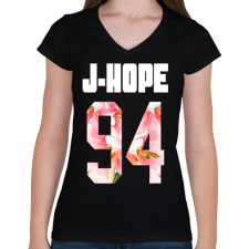 PRINTFASHION J-Hope BTS - Női V-nyakú póló - Fekete női póló