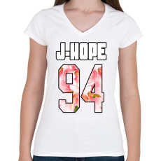 PRINTFASHION J-HOPE - Női V-nyakú póló - Fehér