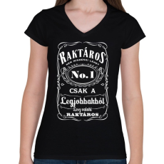 PRINTFASHION Jack Daniels style - Női V-nyakú póló - Fekete