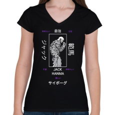 PRINTFASHION Jack Hanma - Női V-nyakú póló - Fekete