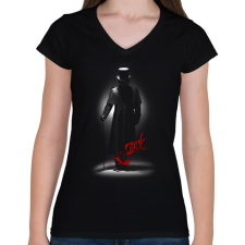 PRINTFASHION Jack - Női V-nyakú póló - Fekete női póló