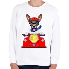 PRINTFASHION Jack Russel motorozik - Gyerek pulóver - Fehér