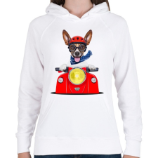 PRINTFASHION Jack Russel motorozik - Női kapucnis pulóver - Fehér női pulóver, kardigán