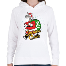 PRINTFASHION Jackass claus - Női kapucnis pulóver - Fehér női pulóver, kardigán