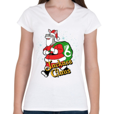 PRINTFASHION Jackass claus - Női V-nyakú póló - Fehér női póló