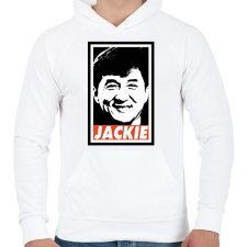 PRINTFASHION Jackie Chan - Férfi kapucnis pulóver - Fehér férfi pulóver, kardigán