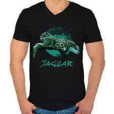 PRINTFASHION JAGUAR BLUE - Férfi V-nyakú póló - Fekete férfi póló