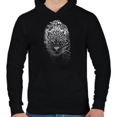 PRINTFASHION Jaguár - fehér - Férfi kapucnis pulóver - Fekete