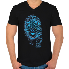 PRINTFASHION Jaguár - Férfi V-nyakú póló - Fekete férfi póló