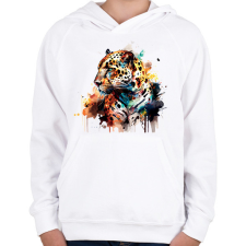 PRINTFASHION Jaguár - Gyerek kapucnis pulóver - Fehér gyerek pulóver, kardigán