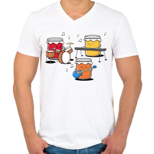 PRINTFASHION Jam session - Férfi V-nyakú póló - Fehér férfi póló