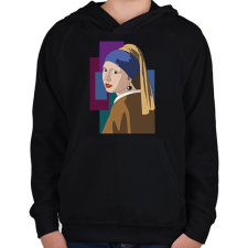 PRINTFASHION Jan Vermeer - Leány gyöngy fülbevalóval - Gyerek kapucnis pulóver - Fekete gyerek pulóver, kardigán