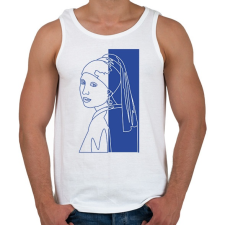 PRINTFASHION Jan Vermeer - Leány gyöngy fülbevalóval - Vonalas - Férfi atléta - Fehér atléta, trikó