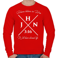 PRINTFASHION János 3:16 - Férfi pulóver - Piros férfi pulóver, kardigán