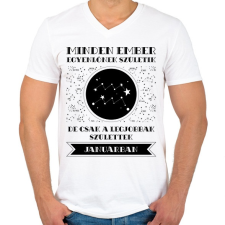 PRINTFASHION Január: Vízöntő - Férfi V-nyakú póló - Fehér férfi póló